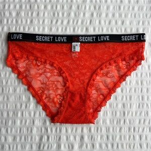 NWT Sofra Sheer Lace Bikini Panties in Orange, M